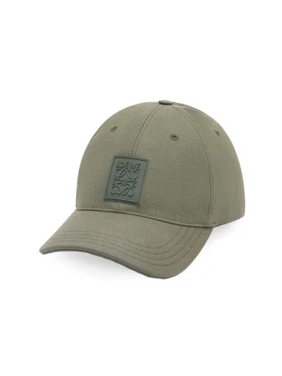 Loewe Men's Logo Patch Cap In Green