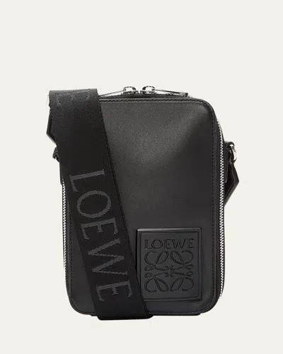 Loewe Men's Logo-patch Vertical Leather Crossbody Bag