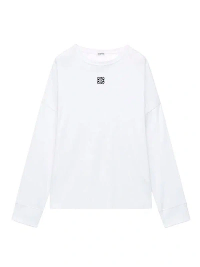 Loewe Elegant Long Sleeve Crewneck Tee In White