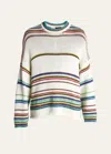 Loewe Paula's Ibiza Striped Cotton-blend Sweater In Ecru/multi