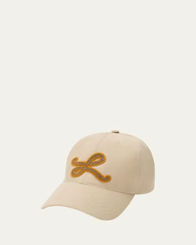 Loewe Men's L-patch Cotton Baseball Cap In Yellow