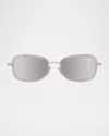 Loewe Men's Lw40159um Metal Rectangle Sunglasses In Palladium Smoke Mirror