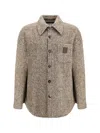 Loewe Wool-blend Micro-check Overshirt In Brown