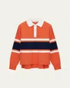 Loewe Embroidered Anagram Long-sleeved Polo T-shirt In Orange