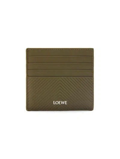Loewe Men's Open Leather Card Case In Green