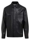Loewe Embossed Anagram Leather Jacket In Black
