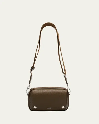Loewe Men's Pebble Leather Camera Bag In Gray