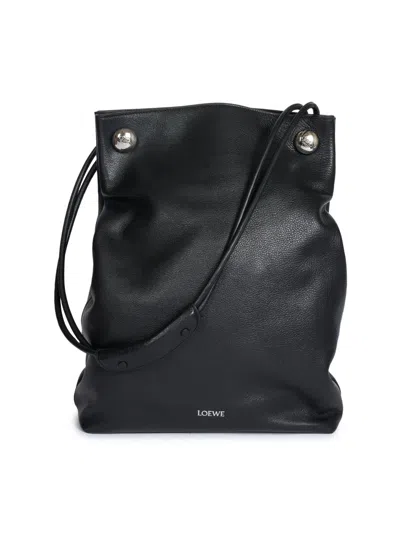 Loewe Men's Pebble Leather Hobo Bag In Black