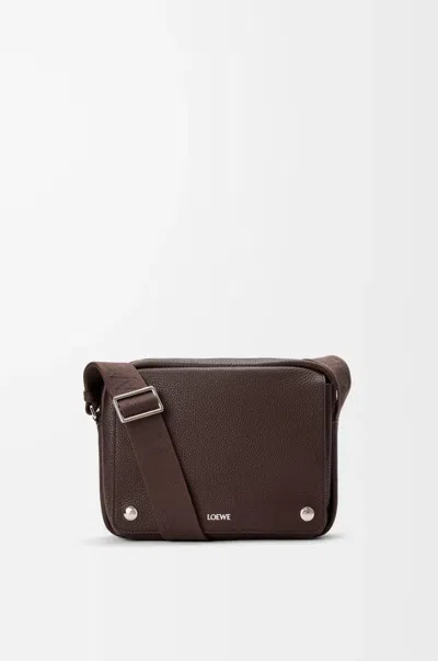 Loewe Men's Pebble Leather Medium Messenger Bag In Chocolate
