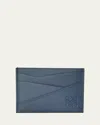 Loewe Puzzle Logo-debossed Leather Cardholder In Blue