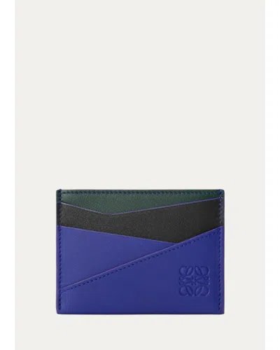 Loewe Men's Puzzle Calfskin Card Holder In 184 Black/