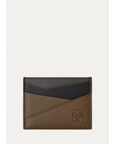 Loewe Men's Puzzle Calfskin Card Holder In 214 Browni