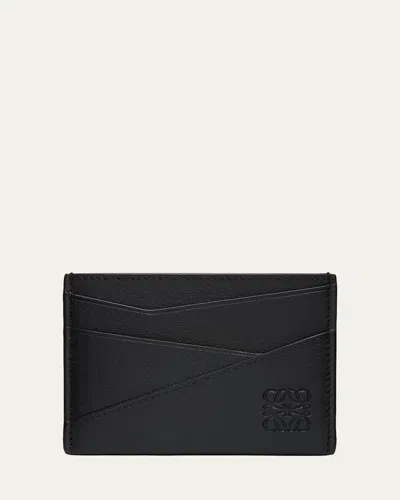 Loewe Men's Puzzle Calfskin Card Holder In Black
