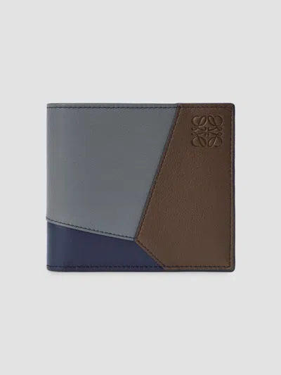 Loewe Men's Puzzle Edge Colorblocked Leather Bifold Wallet In Blue Grey Navy