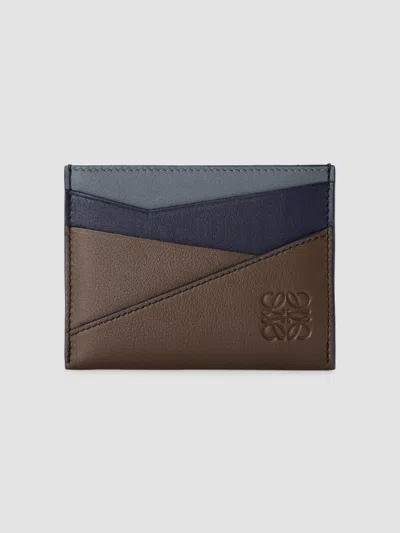 Loewe Men's Puzzle Edge Colorblocked Leather Card Case In Blue Grey Navy