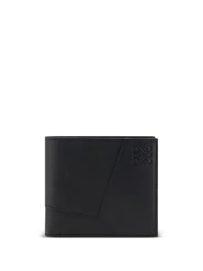 Loewe Men Puzzle Edge Leather Bifold Wallet In Black