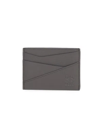 Loewe Men's Puzzle Edge Leather Card Case In Gray