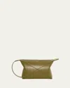 Loewe Leather Puzzle Fold Wash Bag In Evergreen
