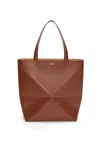 Loewe Puzzle Fold Convertible Large Leather Tote In Brown
