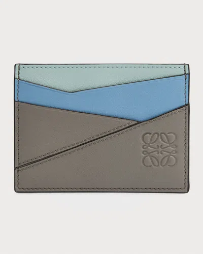 Loewe Men's Puzzle Leather Card Holder In Gray
