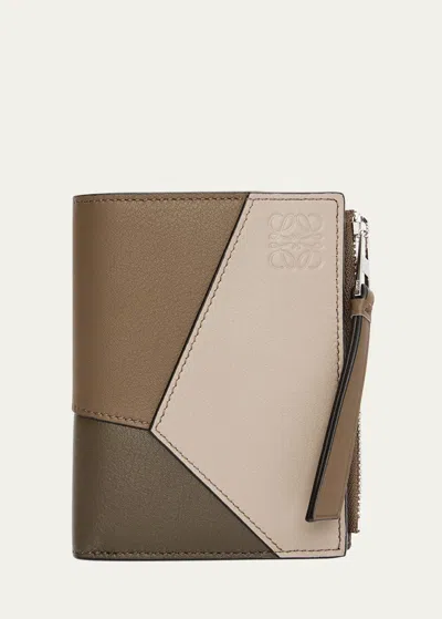 Loewe Men's Puzzle Leather Compact Wallet In Brown