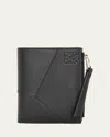 Loewe Men's Puzzle Slim Compact Calfskin Bifold Wallet In Black