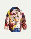 Loewe Richard Hawkins Oversized Double-breasted Fleece-jacquard Jacket In Multicolor