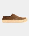 Loewe Rio Lace Up Espadrilles In Suede And Raffia In Brown