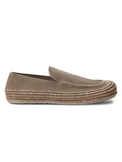 Loewe Men's Rio Suede Loafers In Gray