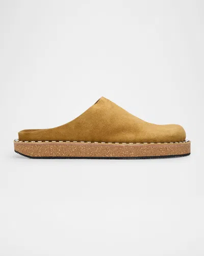LOEWE MEN'S RIVET CALFSKIN SUEDE MULES