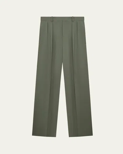 Loewe Men's Sage Viscose Blend Cady Pleated Trousers In Green