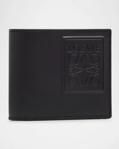 Loewe Men's Satin Calfskin Bifold Wallet In Shell Grey