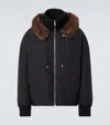 Loewe Men Shearling-trimmed Cotton-blend Jacket In Black
