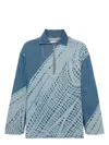 Loewe Printed Half-zip Denim Coat In Blue