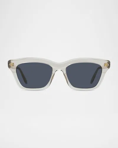 Loewe Men's Sigma Slim Acetate Rectangle Sunglasses In Blue