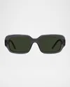 Loewe Men's Sigma Slim Acetate Rectangle Sunglasses In Green