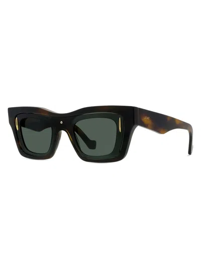Loewe Men's Signature Layered Acetate Rectangle Sunglasses In Brown