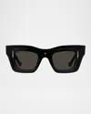 Loewe Men's Signature Layered Acetate Rectangle Sunglasses In Shiny Blackbrown