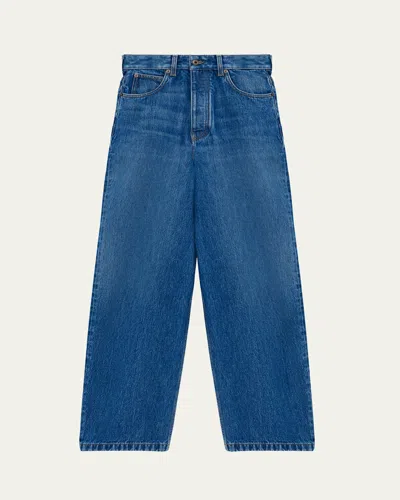 Loewe Men's Straight Fit Cropped Jeans In Blue
