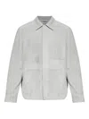 Loewe Men Suede Leather Overshirt In Gray