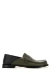 Loewe Men Two-tone Leather Campo Flap Loafers In Brown