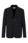 Loewe Logo-embroidered Wool Jacket In Blue