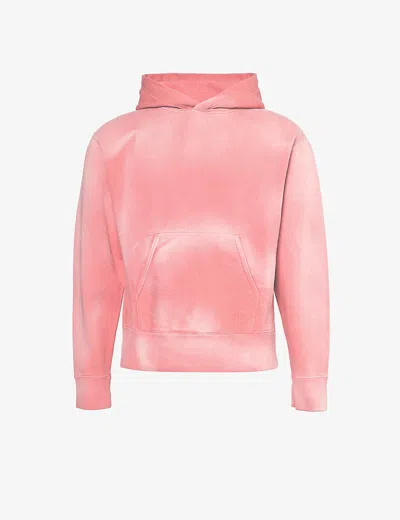 Loewe Mens Washed Pink Faded-wash Brand-embroidered Cotton-jersey Hoody