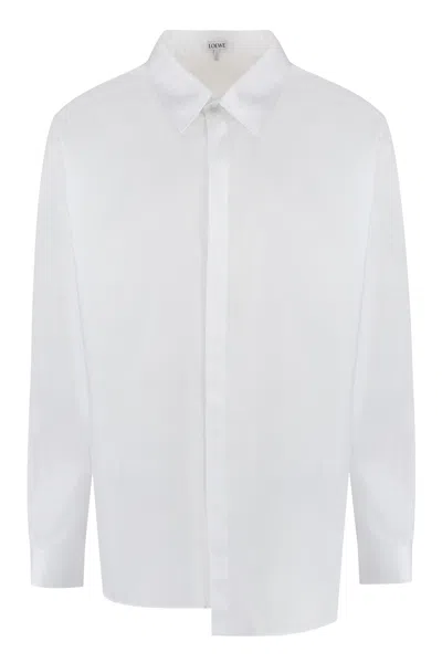 Loewe Men's White Asymmetrical Cotton Shirt