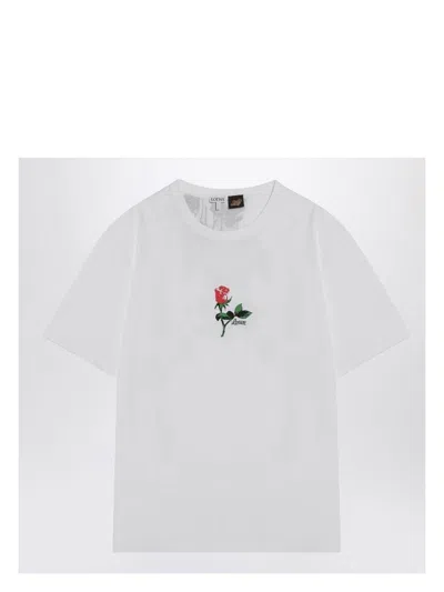 Loewe T-shirt Mit Rosen-print In White