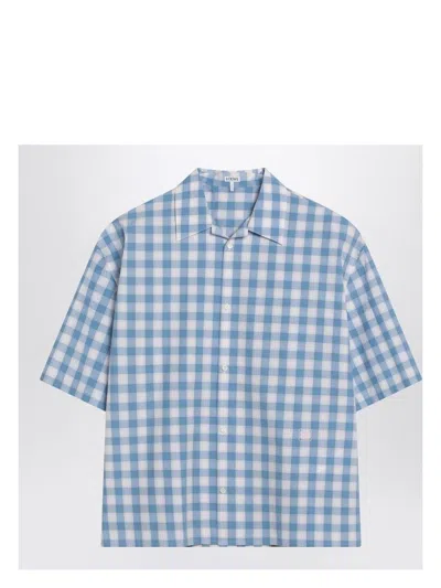 LOEWE MEN'S WHITE/BLUE CHECKERED SHIRT | SIZE 41 CM | H526Y05WDTCO