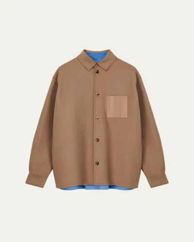 Loewe Men's Wool And Cashmere Contrast-lining Overshirt In Multi