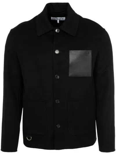 Loewe Men Wool And Cashmere Workwear Jacket In Black
