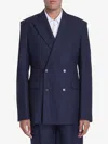 Loewe Navy Blue Double-breasted Jacket In Wool In Blue