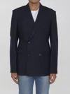 Loewe Unstructured Double-breasted Wool-blend Blazer In Navy